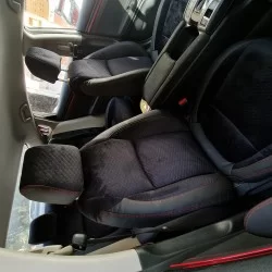Alcantara Fabric Heat Resistant Bucket Fit Seat Covers Black With Red Thread