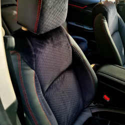 Alcantara Fabric Heat Resistant Bucket Fit Seat Covers Black With Red Thread Alcantara Fabric Heat Resistant Bucket Fit Seat Covers Black With Red Thread