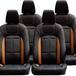 Motorbhp Leatherette Seat Covers Custom Bucket Fit Black With Orange (Design 4) Motorbhp Leatherette Seat Covers Custom Bucket Fit Black With Orange (Design 4)