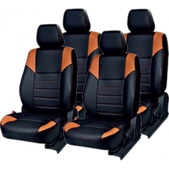 Motorbhp Leatherette Seat Covers Custom Bucket Fit Black With Orange (Design 3) Motorbhp Leatherette Seat Covers Custom Bucket Fit Black With Orange (Design 3)