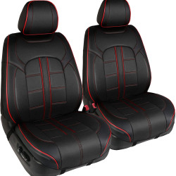 Motorbhp Leatherette Seat Covers Custom Bucket Fit Black With Red Border  Motorbhp Leatherette Seat Covers Custom Bucket Fit Black With Red Border