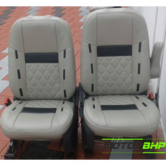Motorbhp Leatherette Seat Covers Custom Bucket Fit Beige with Black (Design 10) Motorbhp Leatherette Seat Covers Custom Bucket Fit Beige with Black (Design 10)