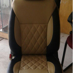 Motorbhp Leatherette Seat Covers Custom Bucket Fit Beige with Black Outline (Design 5) Motorbhp Leatherette Seat Covers Custom Bucket Fit Beige with Black Outline (Design 5)