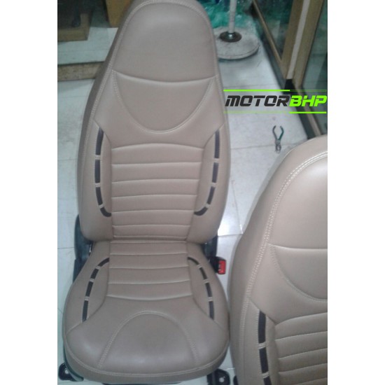 Motorbhp Leatherette Seat Covers Custom Bucket Fit Beige with Black Outline (Design 8) Motorbhp Leatherette Seat Covers Custom Bucket Fit Beige with Black Outline (Design 8)