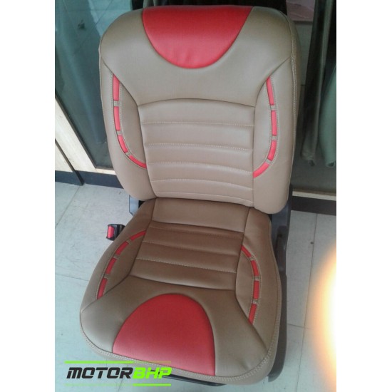 Motorbhp Leatherette Seat Covers Custom Bucket Fit Beige with Red Outline Motorbhp Leatherette Seat Covers Custom Bucket Fit Beige with Red Outline