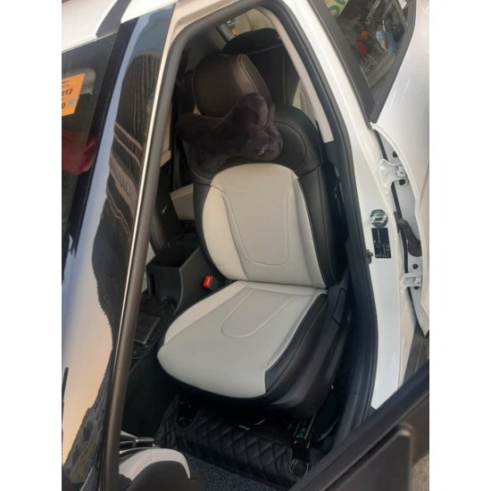 Motorbhp Leatherette Seat Covers Custom Bucket Fit Black With Beige (Design 5) Motorbhp Leatherette Seat Covers Custom Bucket Fit Black With Beige (Design 5)