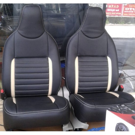 Motorbhp Leatherette Seat Covers Custom Bucket Fit Black With Beige (Design 7) Motorbhp Leatherette Seat Covers Custom Bucket Fit Black With Beige (Design 7)