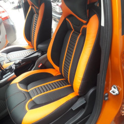 Motorbhp Leatherette Seat Covers Custom Bucket Fit Black With Orange (Design 5) Motorbhp Leatherette Seat Covers Custom Bucket Fit Black With Orange (Design 5)