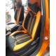 Motorbhp Leatherette Seat Covers Custom Bucket Fit Black With Orange (Design 5)