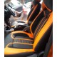 Motorbhp Leatherette Seat Covers Custom Bucket Fit Black With Orange (Design 5)