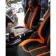 Motorbhp Leatherette Seat Covers Custom Bucket Fit Black With Orange (Design 5)