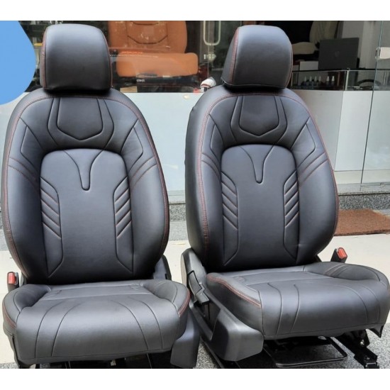 Motorbhp Leatherette Seat Covers Custom Bucket Fit Black With Red Thread
