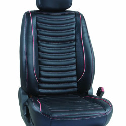 Motorbhp Leatherette Seat Covers Custom Bucket Fit Black With Red Thread (Design 2) Motorbhp Leatherette Seat Covers Custom Bucket Fit Black With Red Thread (Design 2)