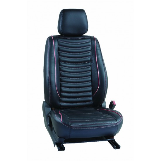 Motorbhp Leatherette Seat Covers Custom Bucket Fit Black With Red Thread (Design 2) Motorbhp Leatherette Seat Covers Custom Bucket Fit Black With Red Thread (Design 2)
