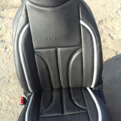 Motorbhp Leatherette Seat Covers Custom Bucket Fit Black With Silver Border (Design 9) Motorbhp Leatherette Seat Covers Custom Bucket Fit Black With Silver Border (Design 9)