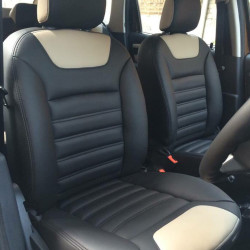 Motorbhp Leatherette Seat Covers Custom Bucket Fit Black With Beige (Design 11) Motorbhp Leatherette Seat Covers Custom Bucket Fit Black With Beige (Design 11)