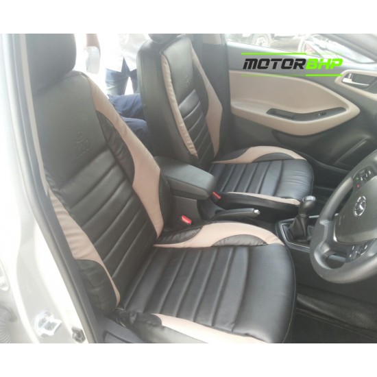 Motorbhp Leatherette Seat Covers Custom Bucket Fit Black With Beige (Design 9) Motorbhp Leatherette Seat Covers Custom Bucket Fit Black With Beige (Design 9)