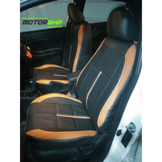 Motorbhp Leatherette Seat Covers Custom Bucket Fit Black With Orange  (Design 11)