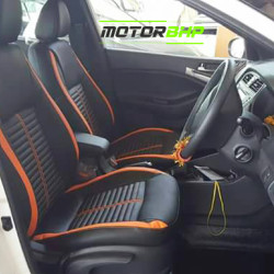 Motorbhp Leatherette Seat Covers Custom Bucket Fit Black With Orange  (Design 8) Motorbhp Leatherette Seat Covers Custom Bucket Fit Black With Orange  (Design 8)