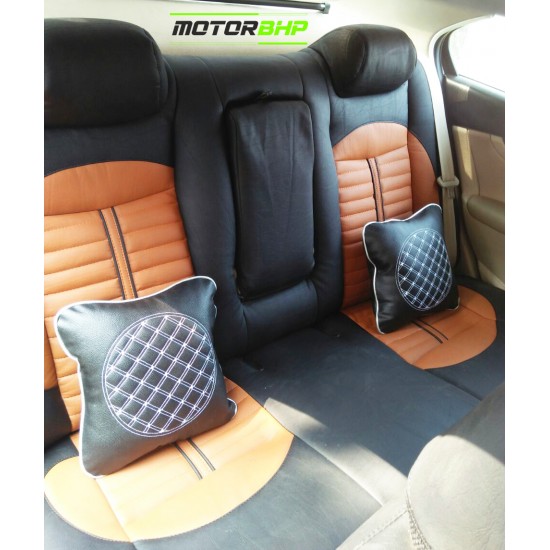 Motorbhp Leatherette Seat Covers Custom Bucket Fit Black With Orange  (Design 9)