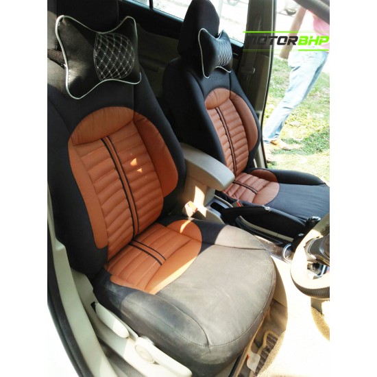 Motorbhp Leatherette Seat Covers Custom Bucket Fit Black With Orange  (Design 9)