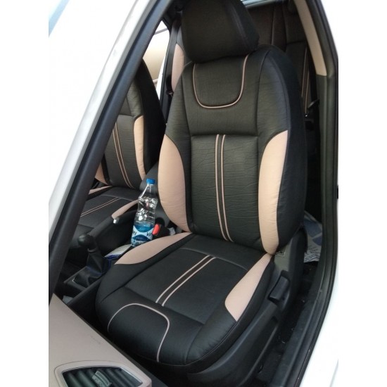 Motorbhp Leatherette Seat Covers Custom Bucket Fit Black With Beige