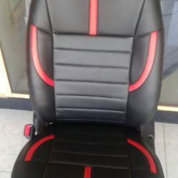 Motorbhp Leatherette Seat Covers Custom Bucket Fit Black With Red Border (Design 3) Motorbhp Leatherette Seat Covers Custom Bucket Fit Black With Red Border (Design 3)