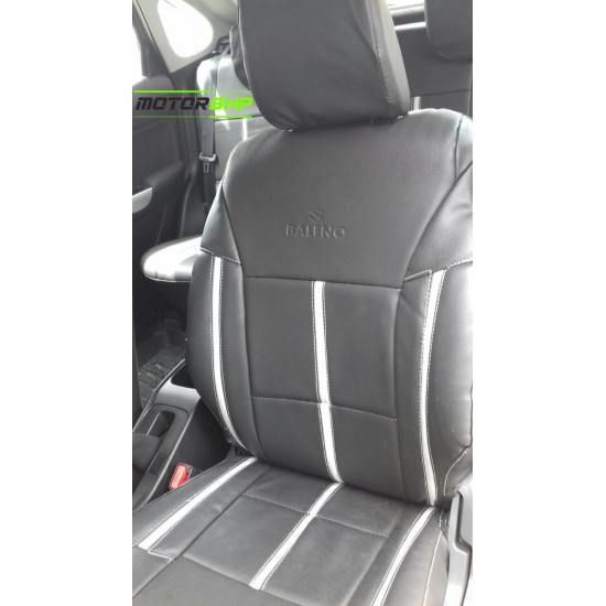 Motorbhp Leatherette Seat Covers Custom Bucket Fit Black With Silver Border (Design 7) Motorbhp Leatherette Seat Covers Custom Bucket Fit Black With Silver Border (Design 7)