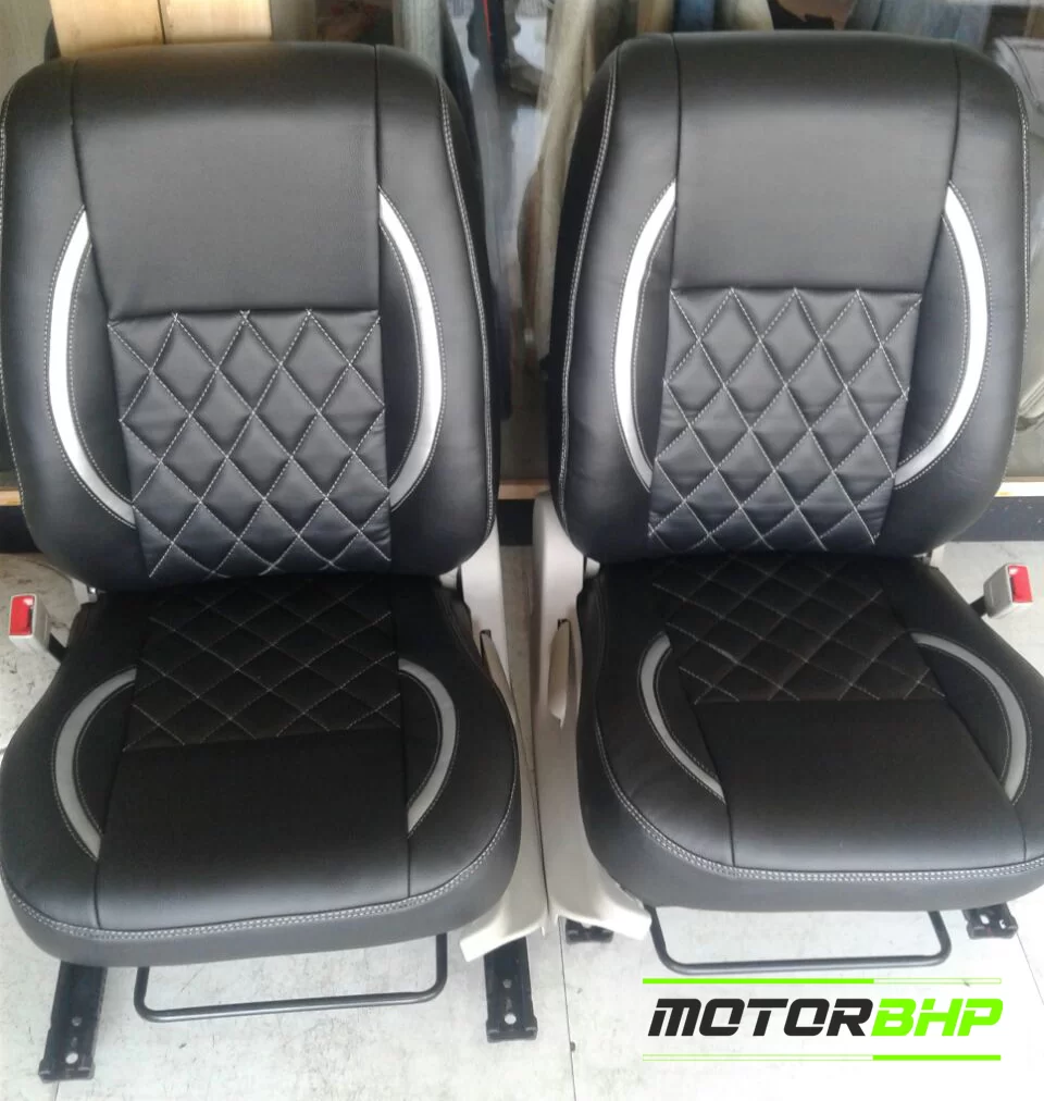 Buy Nappa Leatherette Seat Covers Bucket Fit Black With Silver ...