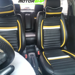 Motorbhp Leatherette Seat Covers Custom Bucket Fit Black With Yellow  Motorbhp Leatherette Seat Covers Custom Bucket Fit Black With Yellow
