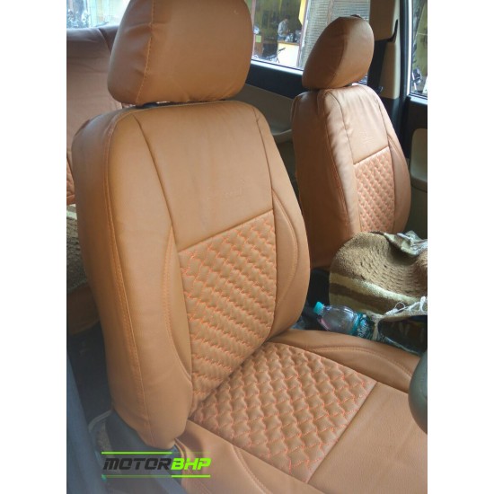 Motorbhp Leatherette Seat Covers Custom Bucket Fit Brown (Design 2)