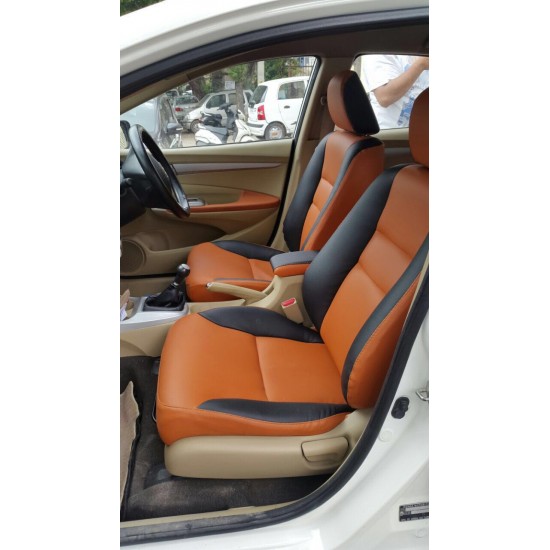 Motorbhp Leatherette Seat Covers Custom Bucket Fit Orange With Black 