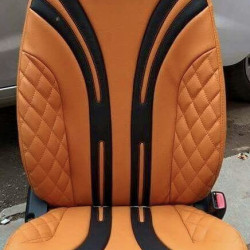 Motorbhp Leatherette Seat Covers Custom Bucket Fit Orange With Black (Design 2) Motorbhp Leatherette Seat Covers Custom Bucket Fit Orange With Black (Design 2)