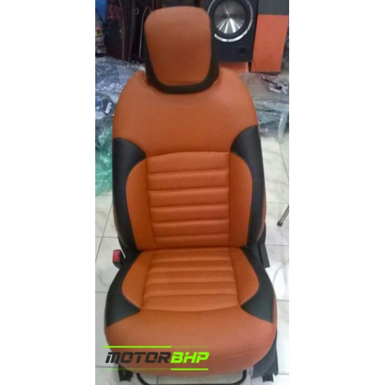 Motorbhp Leatherette Seat Covers Custom Bucket Fit Orange With Black (Design 4)