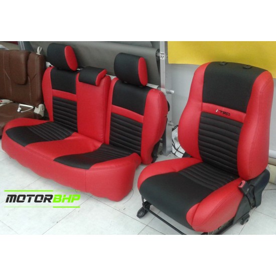 Motorbhp Leatherette Seat Covers Custom Bucket Fit Red With Black (Design 2)