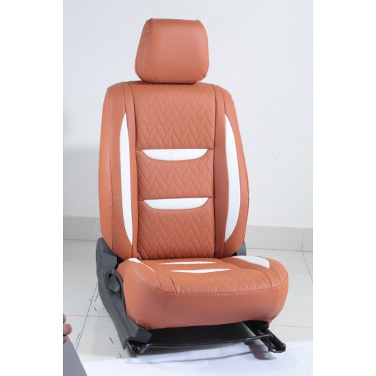 Motorbhp Leatherette Seat Covers Custom Bucket Fit Tan With White
