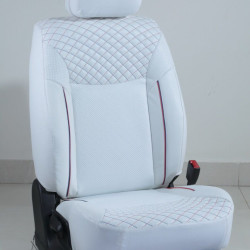 Motorbhp Leatherette Seat Covers Custom Bucket Fit White With Red Thread  Motorbhp Leatherette Seat Covers Custom Bucket Fit White With Red Thread