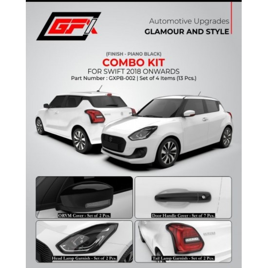 Maruti Suzuki Swift Black Chrome Accessories Combo Kit (Set of 4 items) (2018-Onwards)